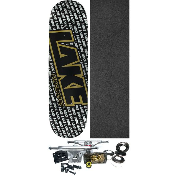 Lake Skateboards Gold Digger Logo Black / Silver / Gold Skateboard Deck - 8.5" x 32.5" - Complete Skateboard Bundle